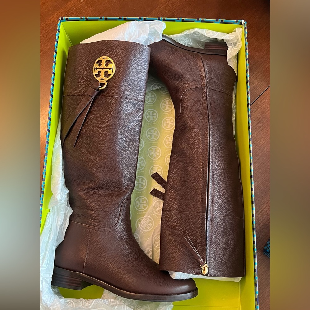 Tory Burch Tall Flat Equestrian Brown Tassel Boot Chelsea